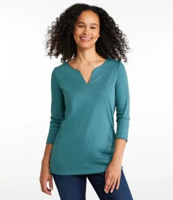 Cheap L.L.Bean "Women's Pima Cotton Tunic, Three-Quarter-Sleeve Splitneck"