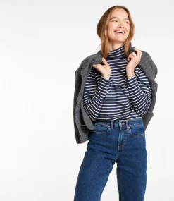 Cheap L.L.Bean "Women's Pima Turtleneck, Long-Sleeve Stripe"