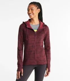 Shop L.L.Bean "Women's PrimaLoft ThermaStretch Fleece, Full-Zip Hoodie" GrayBirchStrie