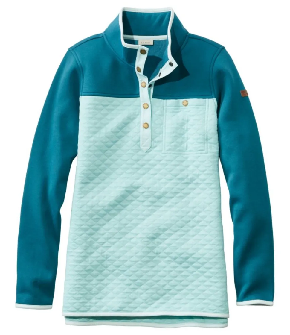 Shop L.L.Bean "Women's Quilted Sweatshirt, Mockneck Tunic Colorblock"