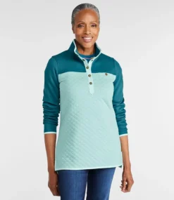 Shop L.L.Bean "Women's Quilted Sweatshirt, Mockneck Tunic Colorblock"