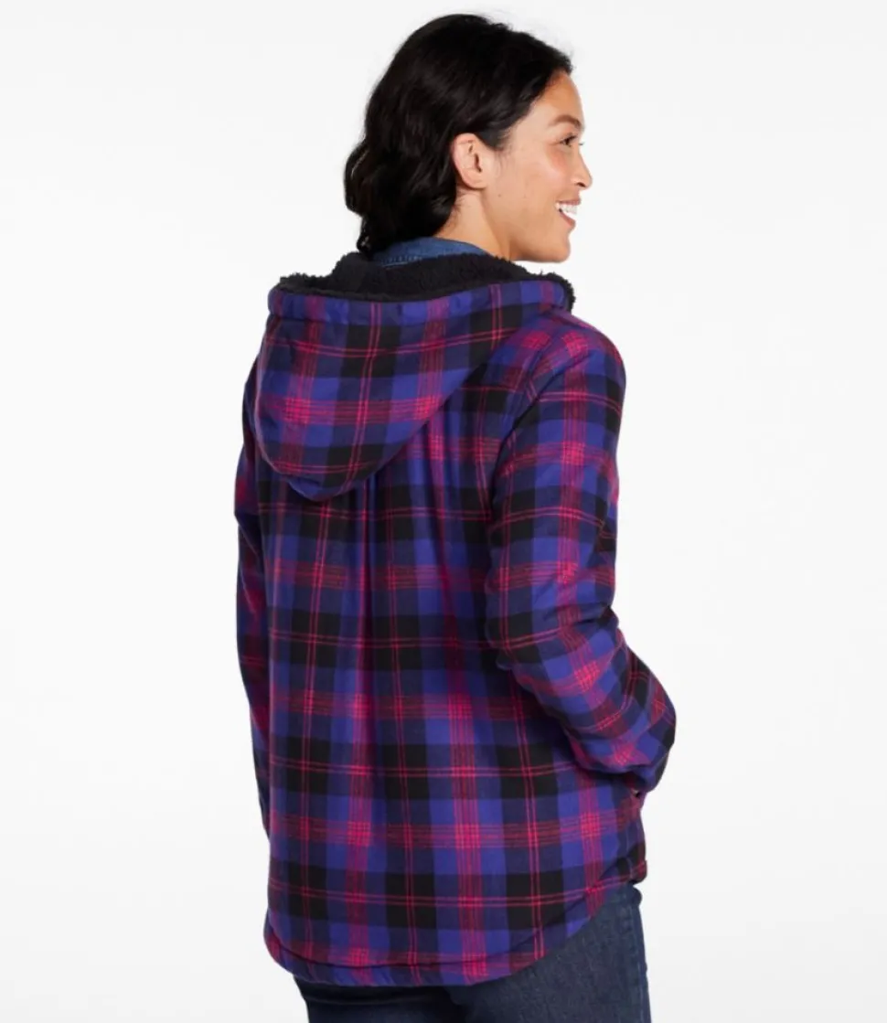 Sale L.L.Bean "Women's Scotch Plaid Flannel Shirt, Sherpa-Lined Zip Hoodie"