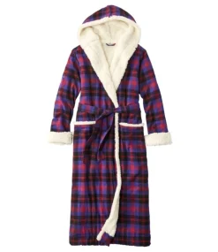 Clearance L.L.Bean "Women's Scotch Plaid Flannel Robe, Sherpa-Lined Long"