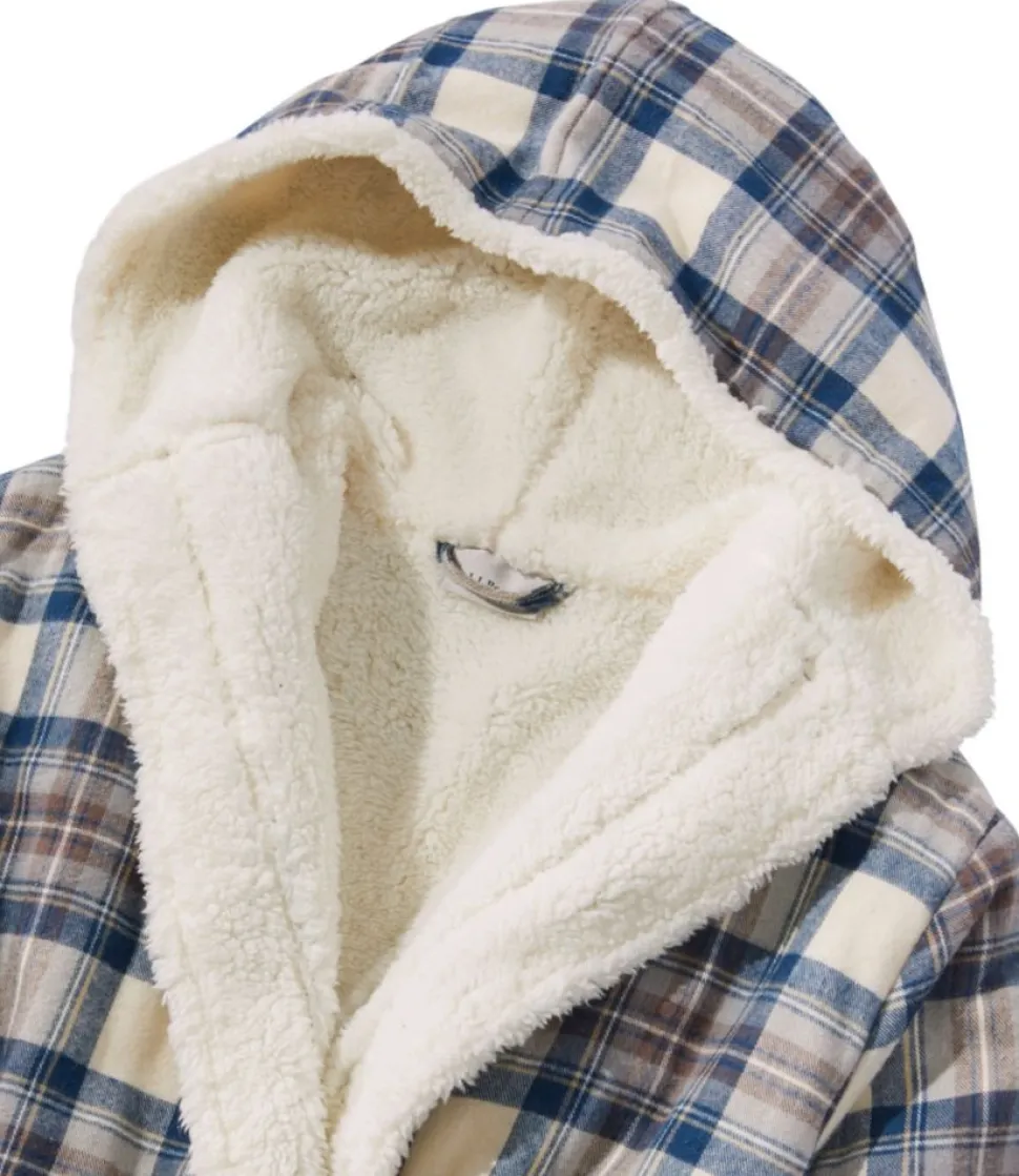 Clearance L.L.Bean "Women's Scotch Plaid Flannel Robe, Sherpa-Lined Long"
