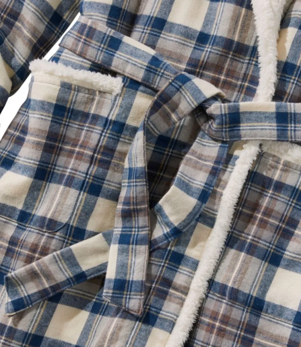 Clearance L.L.Bean "Women's Scotch Plaid Flannel Robe, Sherpa-Lined Long"