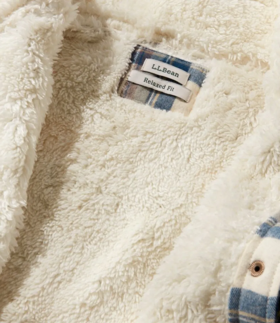 Discount L.L.Bean "Women's Scotch Plaid Shirt, Sherpa-Lined Mockneck Jacket"