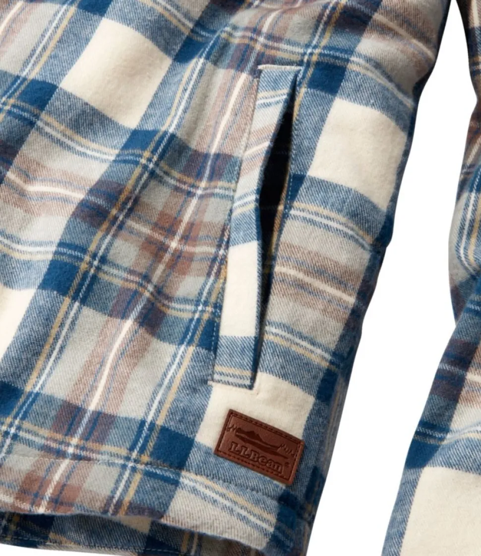 Discount L.L.Bean "Women's Scotch Plaid Shirt, Sherpa-Lined Mockneck Jacket"