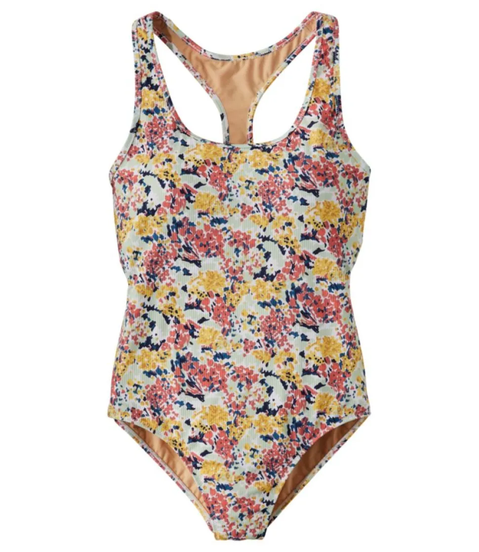 Best Sale L.L.Bean "Women's Sea Cove Swimwear, Tanksuit Print" HotCoralFloralMulti