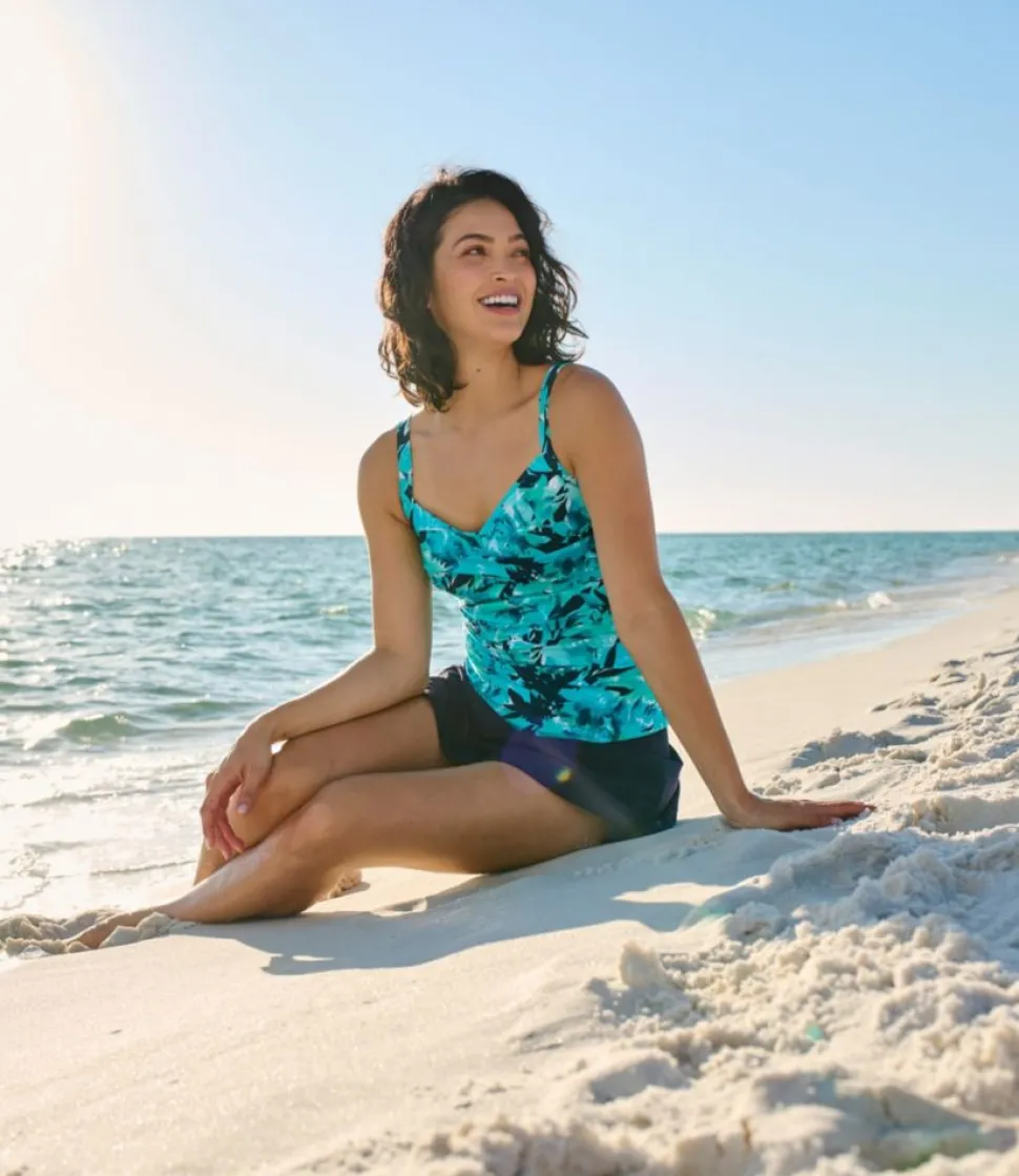 Flash Sale L.L.Bean "Women's Shaping Swimwear, Tankini Top Print" DeepwaterBlueFloral