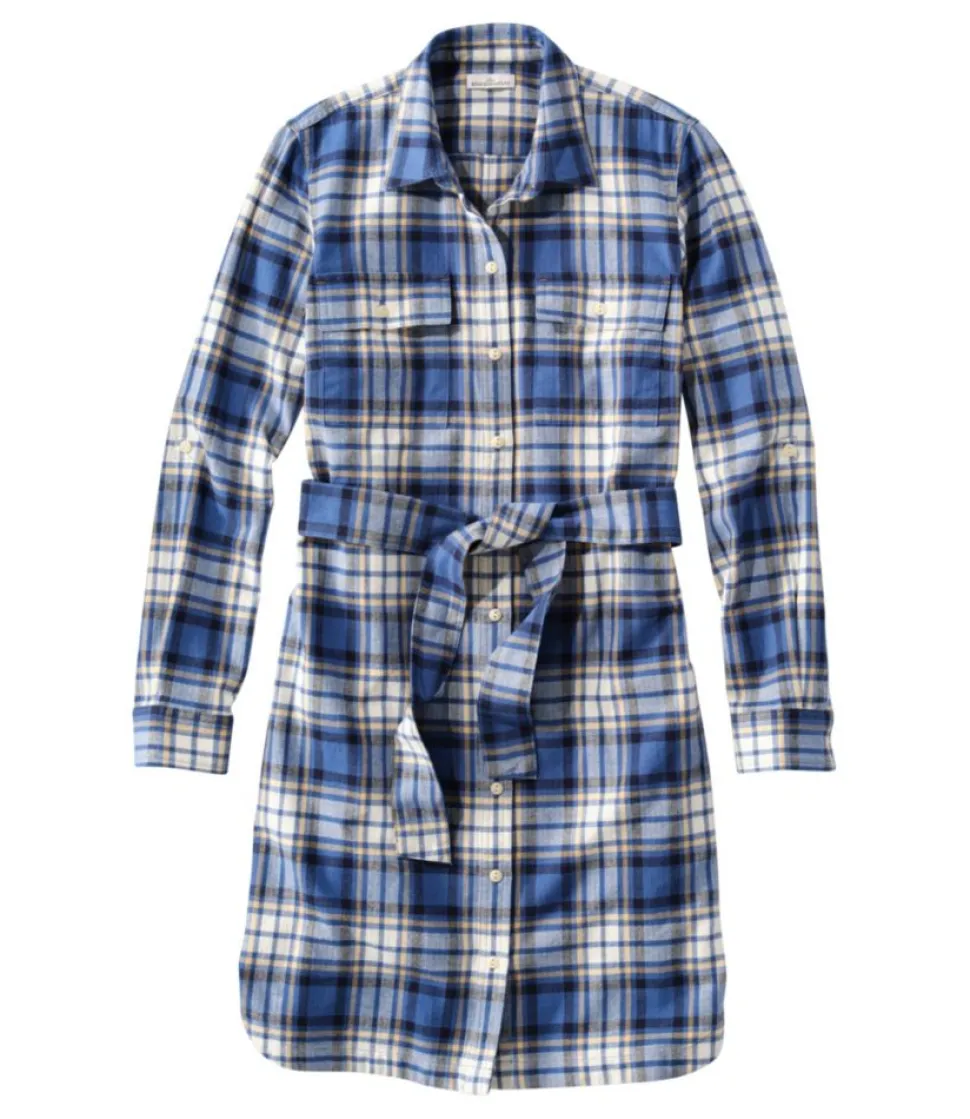 Discount L.L.Bean "Women's Signature Camp Flannel Shirt Dress, Button-Front"