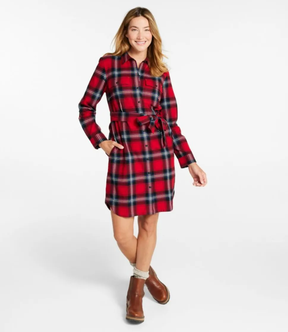 Discount L.L.Bean "Women's Signature Camp Flannel Shirt Dress, Button-Front"