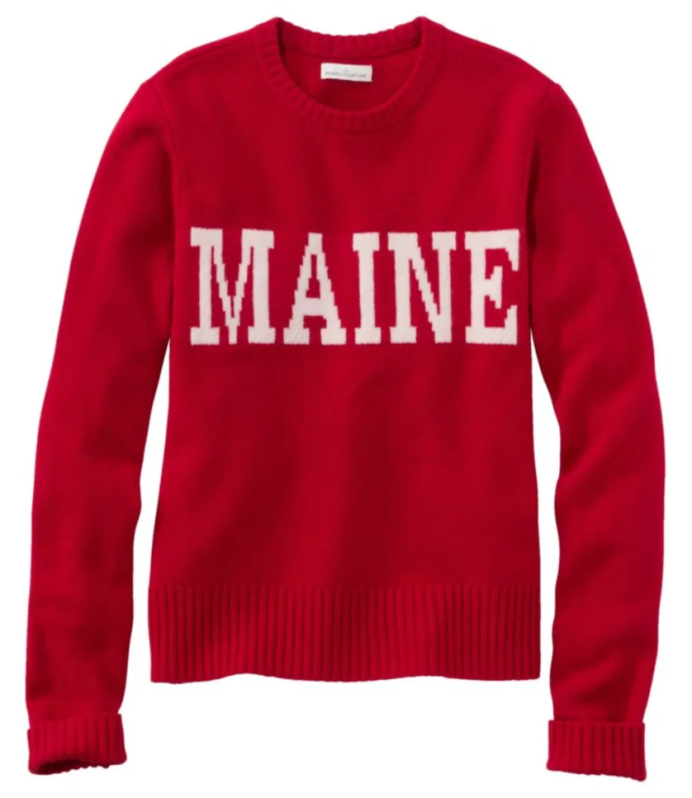 Shop L.L.Bean "Women's Signature Camp Merino Wool Sweater, Pullover Intarsia" RoyalRedMaine