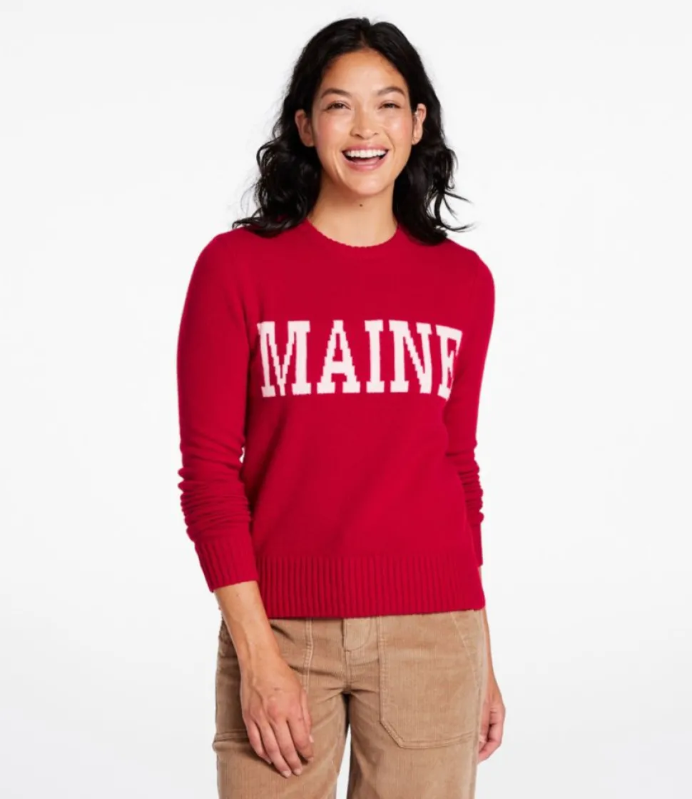 Shop L.L.Bean "Women's Signature Camp Merino Wool Sweater, Pullover Intarsia" RoyalRedMaine