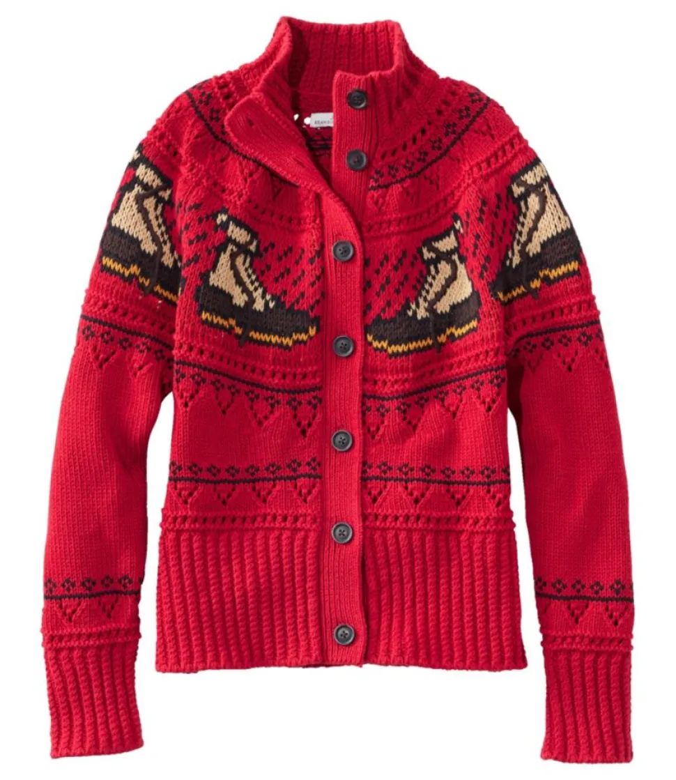 Online L.L.Bean "Women's Signature Cotton Fisherman Sweater, Short Cardigan Fair Isle"