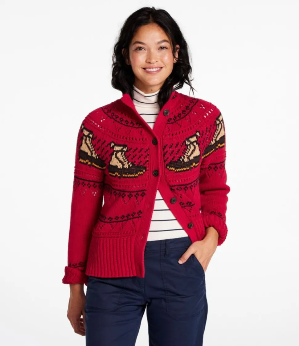 Online L.L.Bean "Women's Signature Cotton Fisherman Sweater, Short Cardigan Fair Isle"