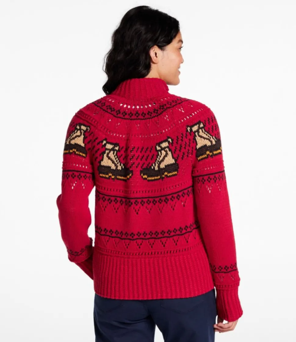Online L.L.Bean "Women's Signature Cotton Fisherman Sweater, Short Cardigan Fair Isle"