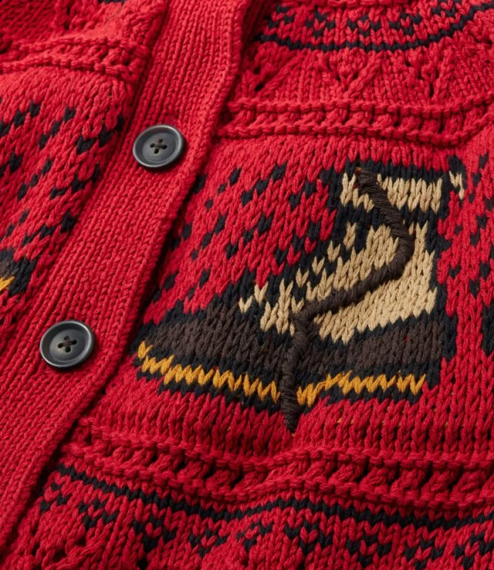 Online L.L.Bean "Women's Signature Cotton Fisherman Sweater, Short Cardigan Fair Isle"