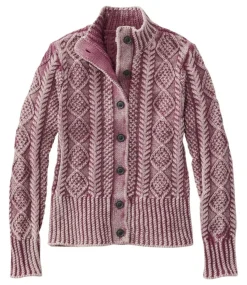 Cheap L.L.Bean "Women's Signature Cotton Fisherman Sweater, Short Cardigan Washed" DeepPortWashed