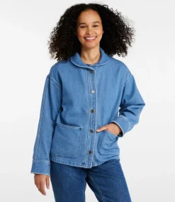 Discount L.L.Bean "Women's Signature Denim Chore Shirt" WashedIndigo