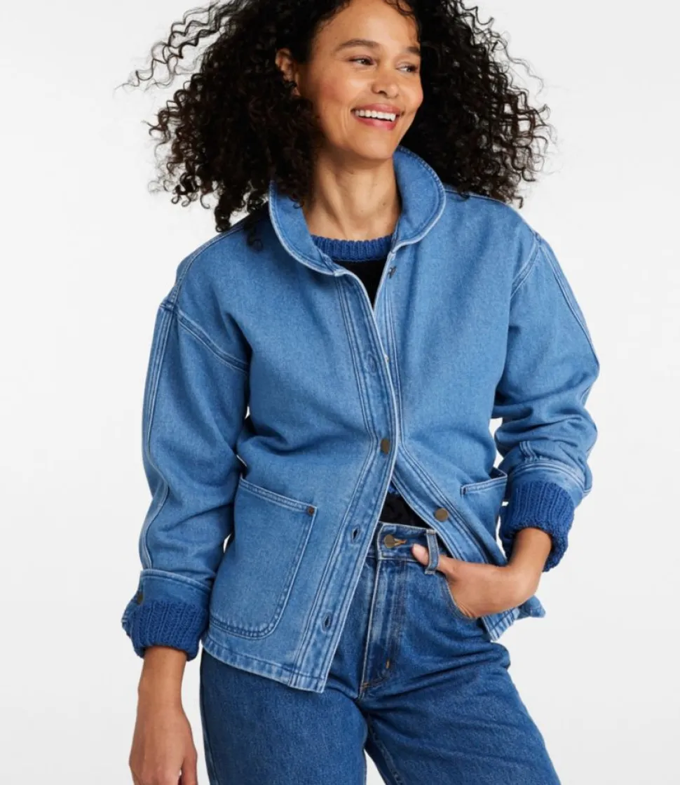 Discount L.L.Bean "Women's Signature Denim Chore Shirt" WashedIndigo