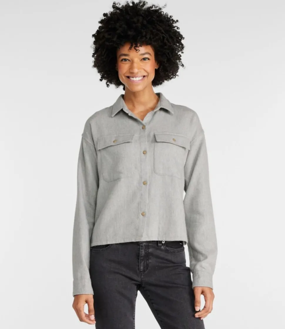 Store L.L.Bean "Women's Signature Heritage Textured Flannel Shirt, Cropped"