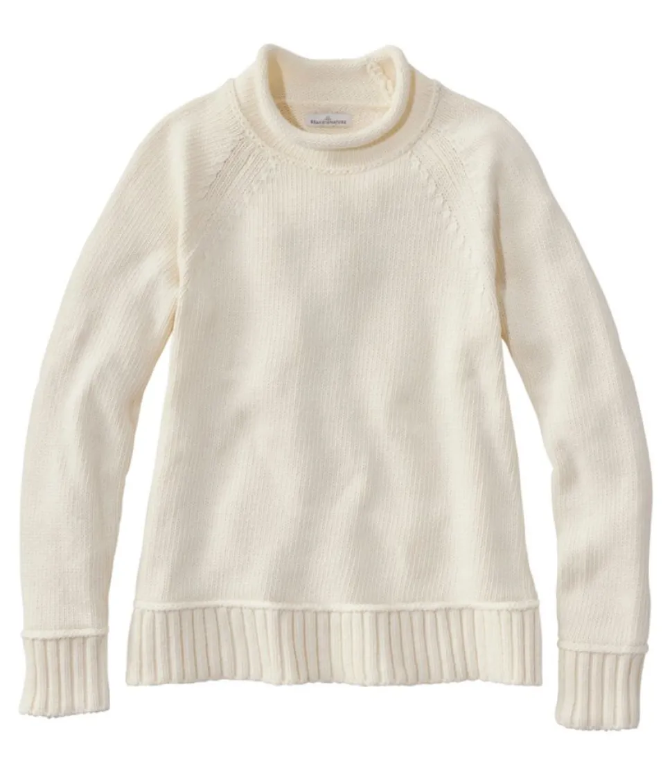 Fashion L.L.Bean "Women's Signature Original Cotton Sweater, Rollneck" Sailcloth