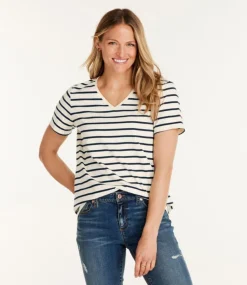 Clearance L.L.Bean "Women's Signature Rangeley Cotton Tee, V-Neck"