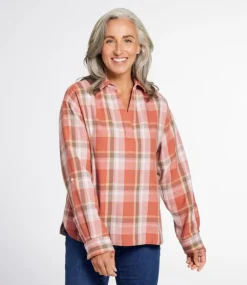 Discount L.L.Bean "Women's Signature Relaxed Hemp-Blend Popover Shirt"