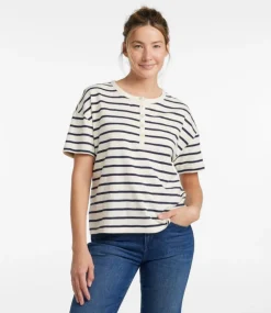 Online L.L.Bean "Women's Signature Slub Tee, Short-Sleeve Henley Novelty"