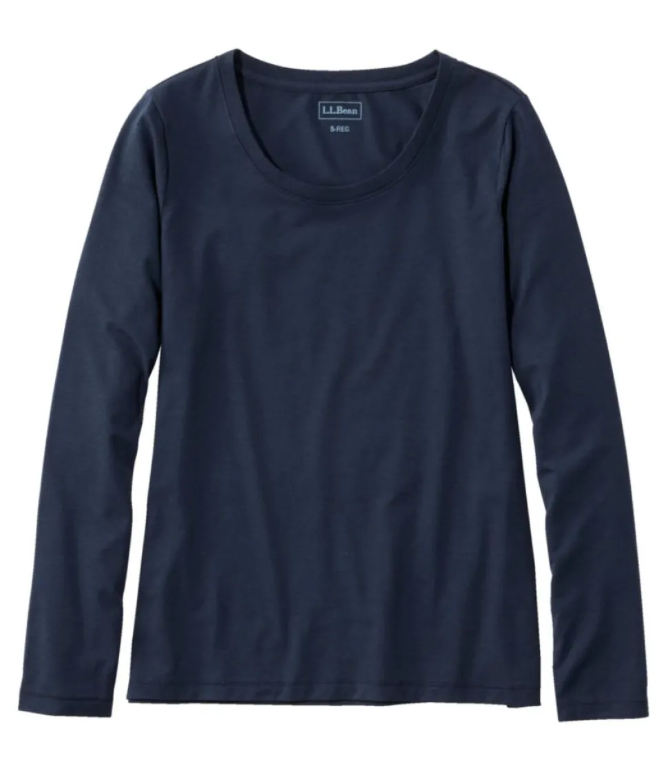 Hot L.L.Bean "Women's Soft Stretch Supima Tee, Scoopneck Long-Sleeve"