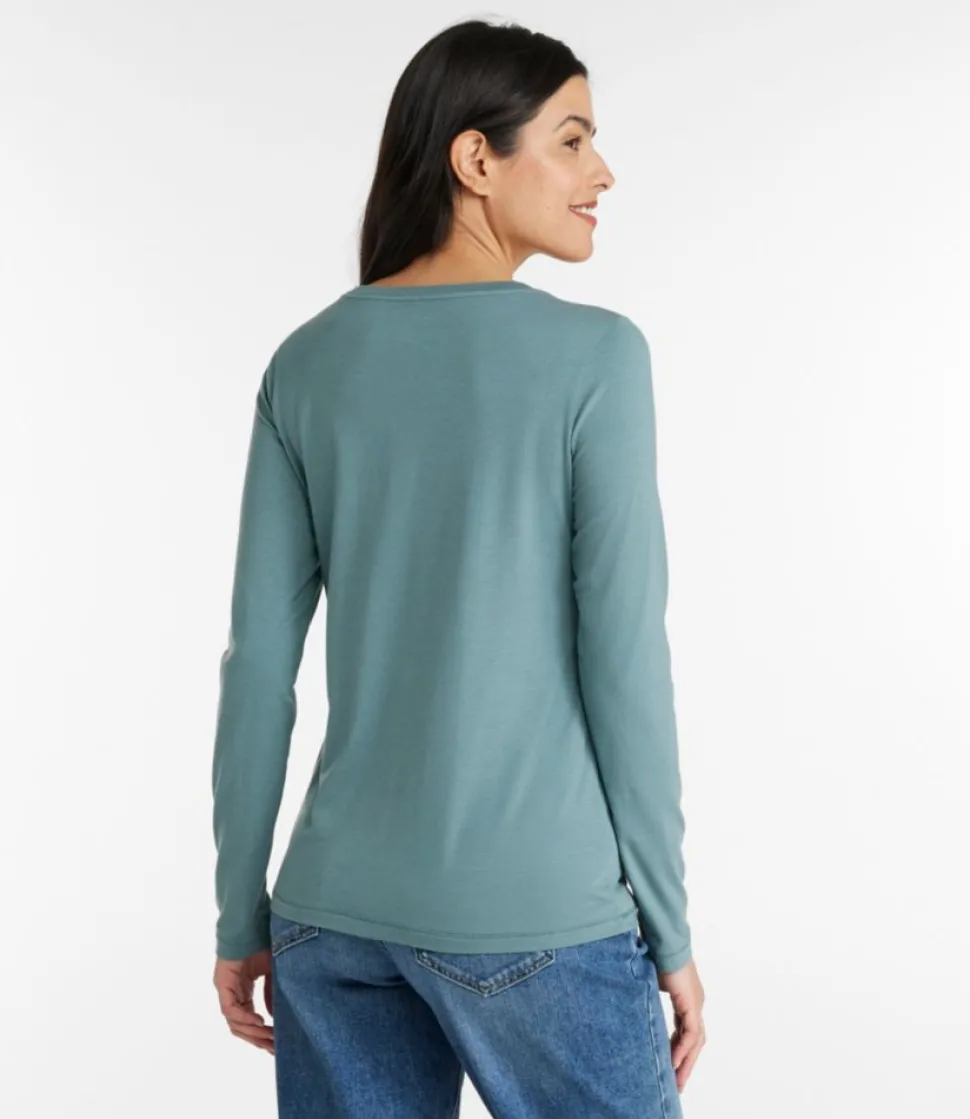 Hot L.L.Bean "Women's Soft Stretch Supima Tee, Scoopneck Long-Sleeve"