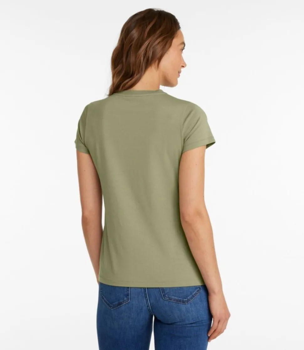 Fashion L.L.Bean "Women's Soft Stretch Supima Tee, Crewneck Short-Sleeve"
