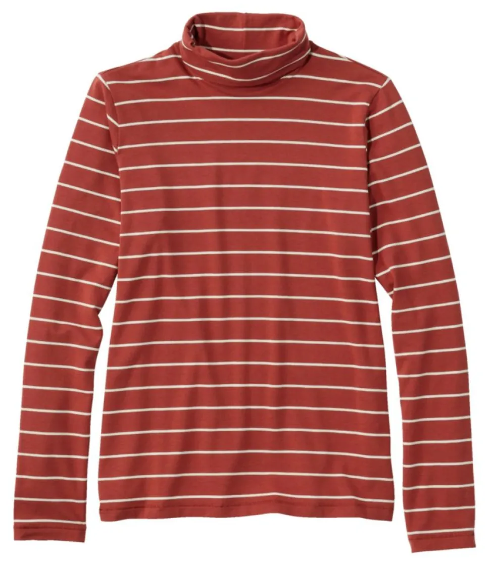 Flash Sale L.L.Bean "Women's Soft Stretch Supima Tee, Turtleneck Stripe"