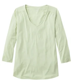 Hot L.L.Bean "Women's Soft Stretch Supima Tee, Three-Quarter-Sleeve V-Neck"