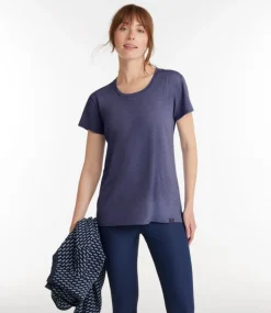 Cheap L.L.Bean "Women's Streamside Tee, Short-Sleeve Open Crewneck" DeepCoral