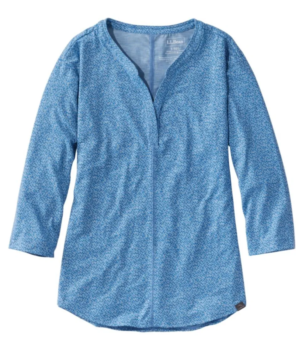 Hot L.L.Bean "Women's Streamside Tee, Three-Quarter-Sleeve Splitneck, Print"