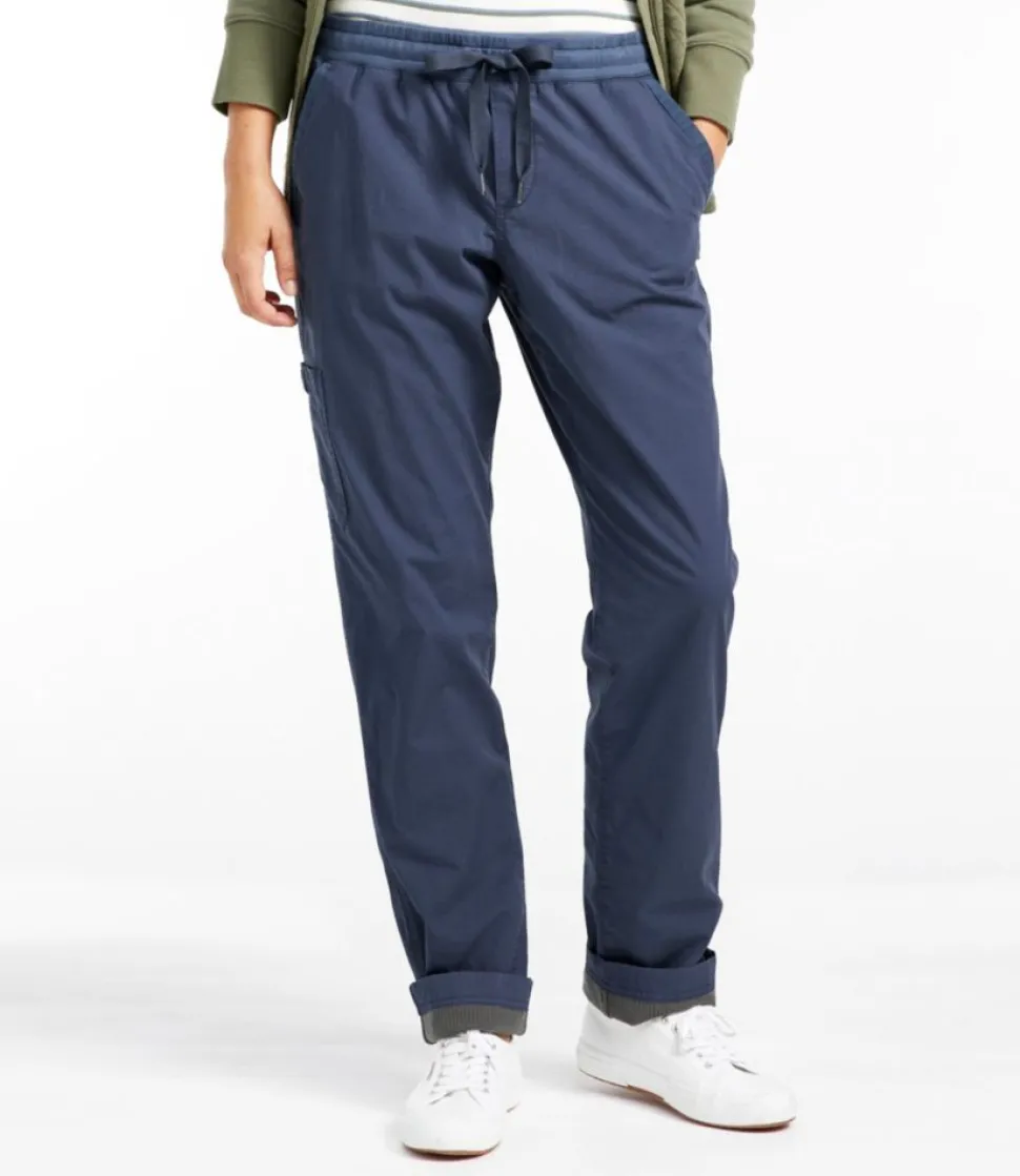 Online L.L.Bean "Women's Stretch Ripstop Pull-On Pants, Slim-Leg Fleece-Lined"