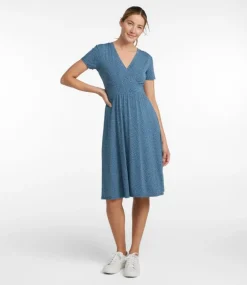 Cheap L.L.Bean "Women's Summer Knit Dress, Short-Sleeve Print" ClassicNavyDot