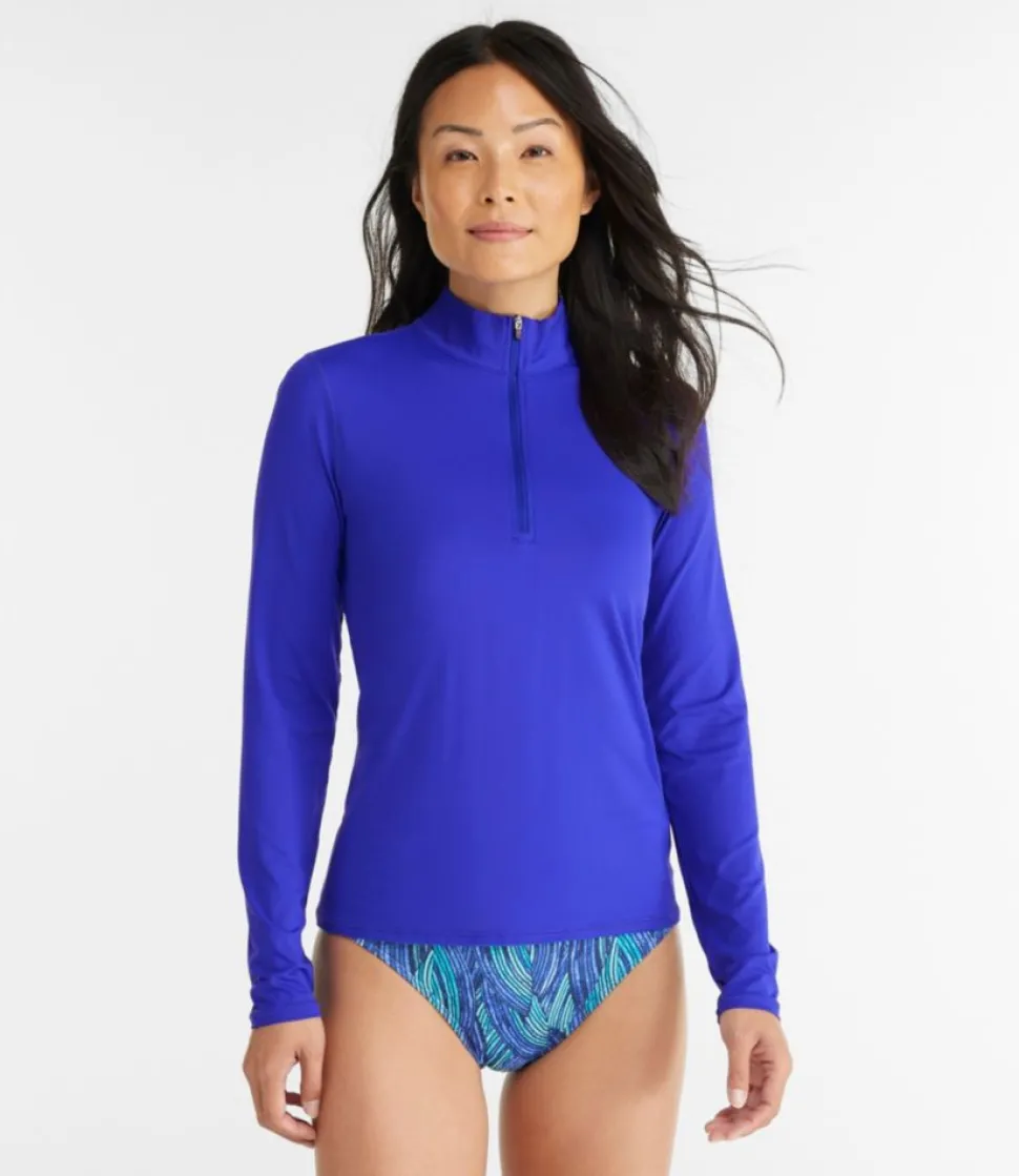 Fashion L.L.Bean "Women's SunSmart® UPF 50+ Sun Shirt, Quarter-Zip" Cobalt