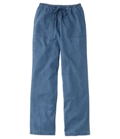 Cheap L.L.Bean "Women's Sunwashed Denim Pants, Straight-Leg" Stonewashed