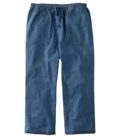 Discount L.L.Bean "Women's Sunwashed Pants, Denim Straight-Leg Crop" Stonewashed