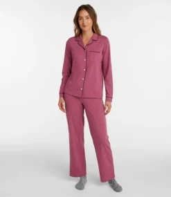 New L.L.Bean "Women's Super-Soft Shrink-Free Pajama Set, Button-Front" BrightNavy