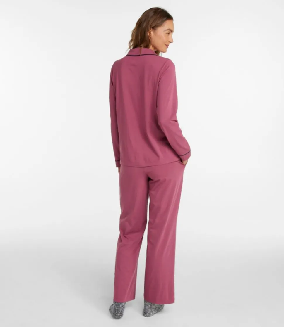 New L.L.Bean "Women's Super-Soft Shrink-Free Pajama Set, Button-Front" BrightNavy
