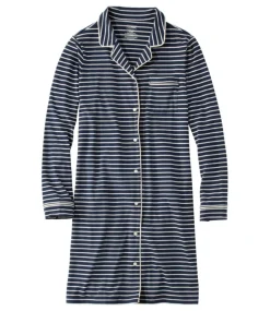 Best L.L.Bean "Women's Super-Soft Shrink-Free Button-Front Nightgown, Stripe"