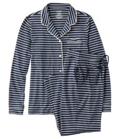 Outlet L.L.Bean "Women's Super-Soft Shrink-Free Button Front Pajama Set, Stripe"