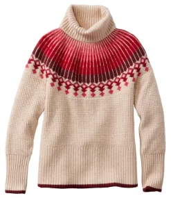 Best L.L.Bean "Women's SuperSoft Waffle Sweater, Turtleneck Fair Isle" OatmealHeatherFairIsle