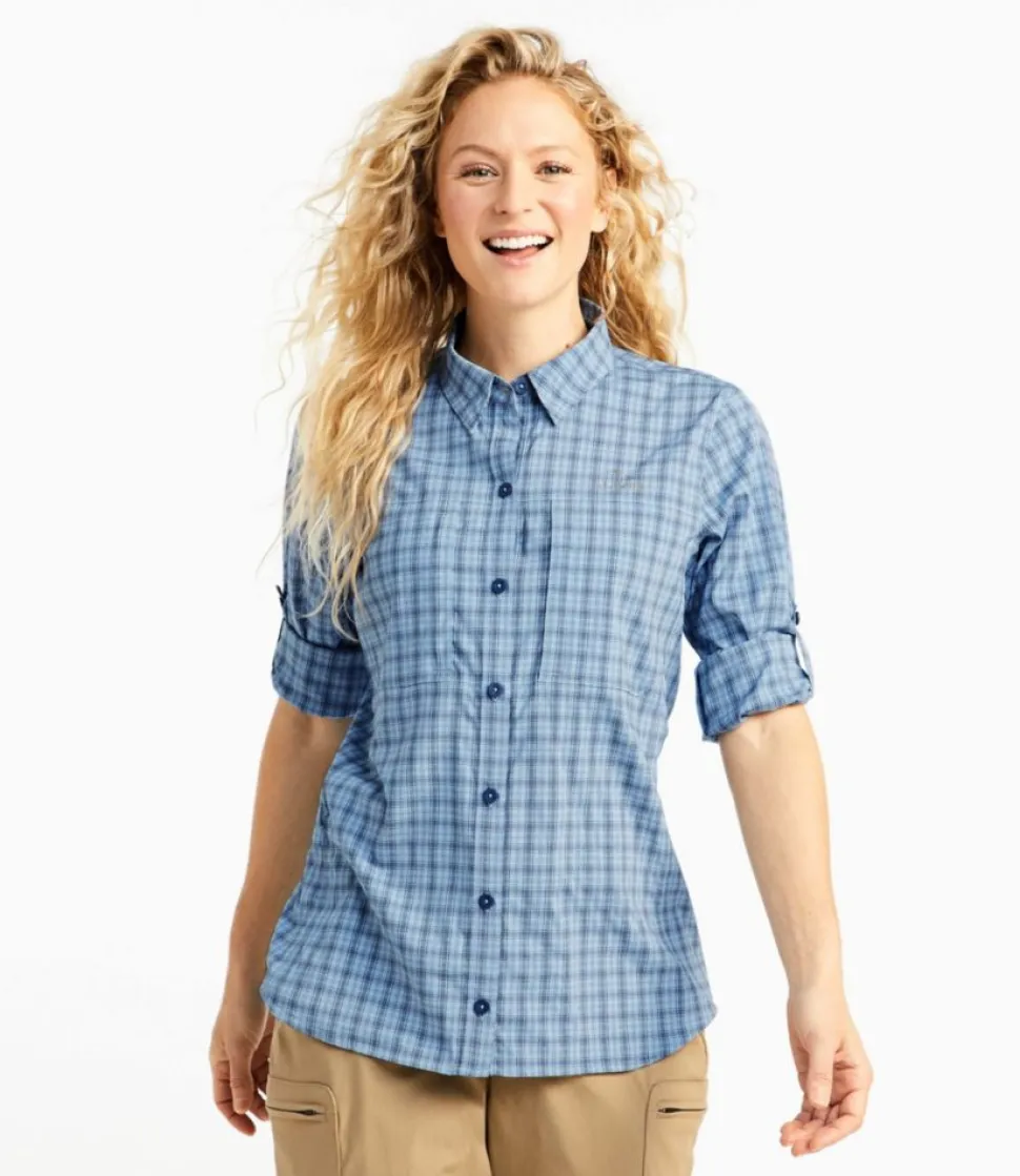 Best L.L.Bean "Women's Tropicwear Pro Stretch Shirt, Long-Sleeve Plaid"
