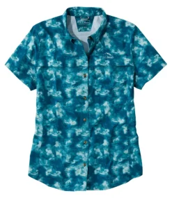 Flash Sale L.L.Bean "Women's Tropicwear Shirt, Short-Sleeve Print" DeepwaterBlueWatercamo