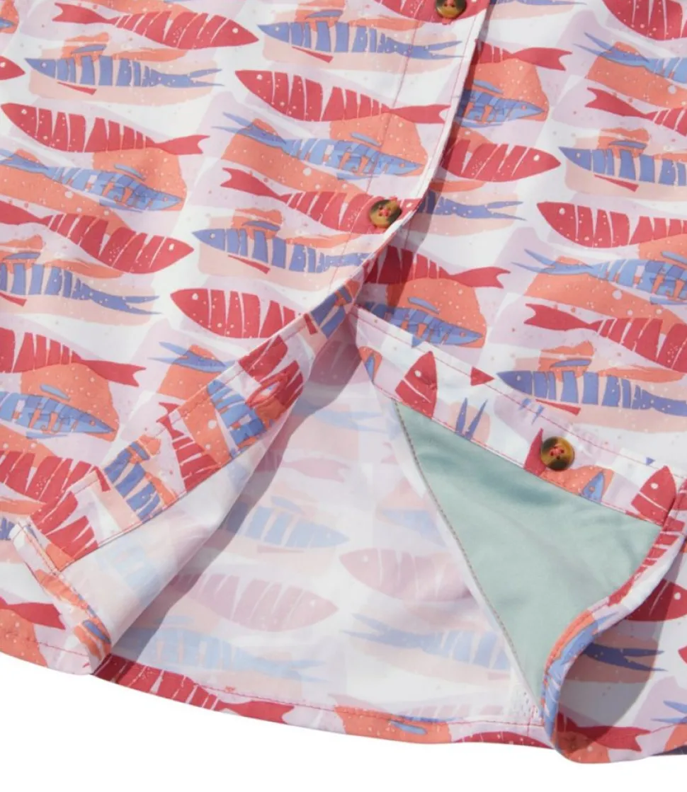 Flash Sale L.L.Bean "Women's Tropicwear Shirt, Short-Sleeve Print" DeepwaterBlueWatercamo