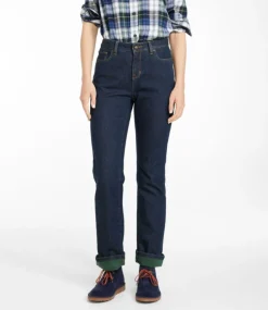 Best L.L.Bean "Women's True Shape Jeans, High-Rise Straight-Leg Fleece-Lined"